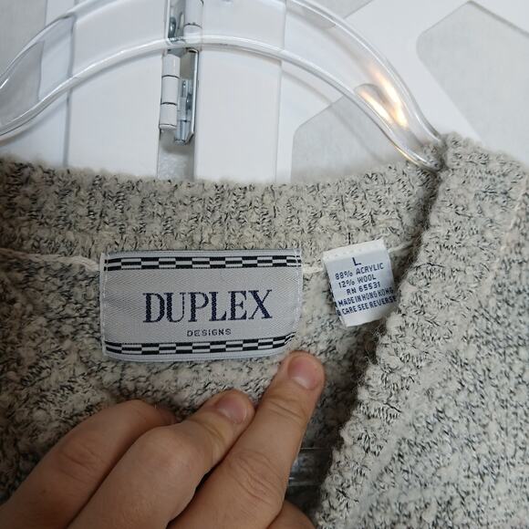 Vintage Duplex Print Wool Sweater Mens LG Grandpa Cabincore Fishermen Heritage - Picture 5 of 10